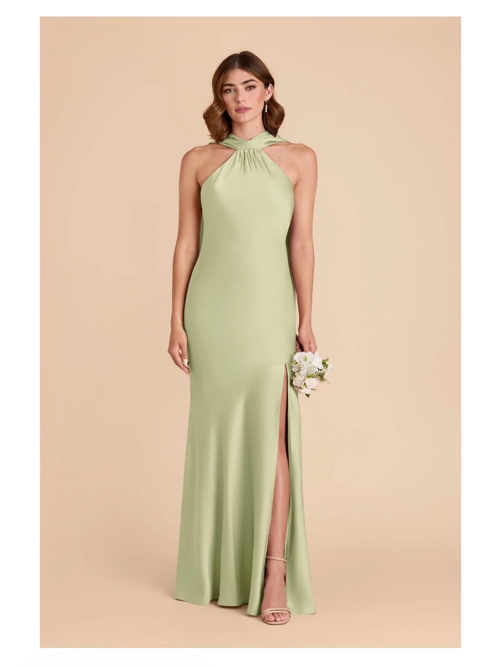 Birdy Grey Eileen Matte Satin Dress - Pale Pistachio